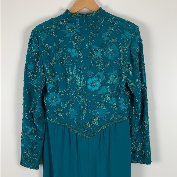 Oleg Cassini Teal Evening Dress - Picture 5 of 8